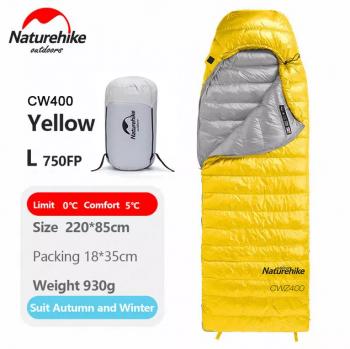 13 119 р. Мешок спальный Naturehike Ultralight CWZ400 L, 220х85 см, (правый) (ТК: +7C), желтый Naturehike nh19w400-z-yel  с доставкой в г. Керчь. Увеличить фотографию 2