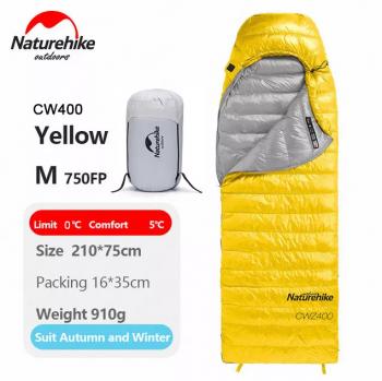10 899 р. Мешок спальный Naturehike Ultralight CWZ400 M, 210х75 см, (правый) (ТК: +7C), желтый Naturehike nh19w400-z-yem  с доставкой в г. Керчь. Увеличить фотографию 2