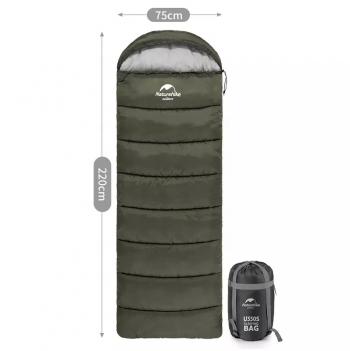 3 569 р. Мешок спальный Naturehike U150, 220х75 см, (ТК: +11C), (левый), темно-зеленый Naturehike nh20msd07-arm150-l  с доставкой в г. Керчь. Увеличить фотографию 5