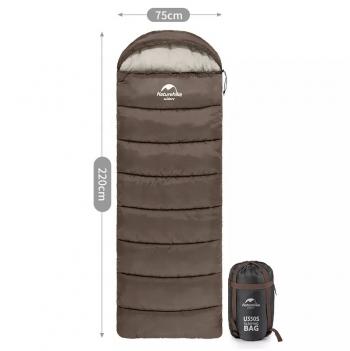5 939 р. Мешок спальный Naturehike U350S, (190+30)х75 см, (ТК: -3C), (правый), коричневый Naturehike nh20msd07-gre350s  с доставкой в г. Керчь. Увеличить фотографию 4