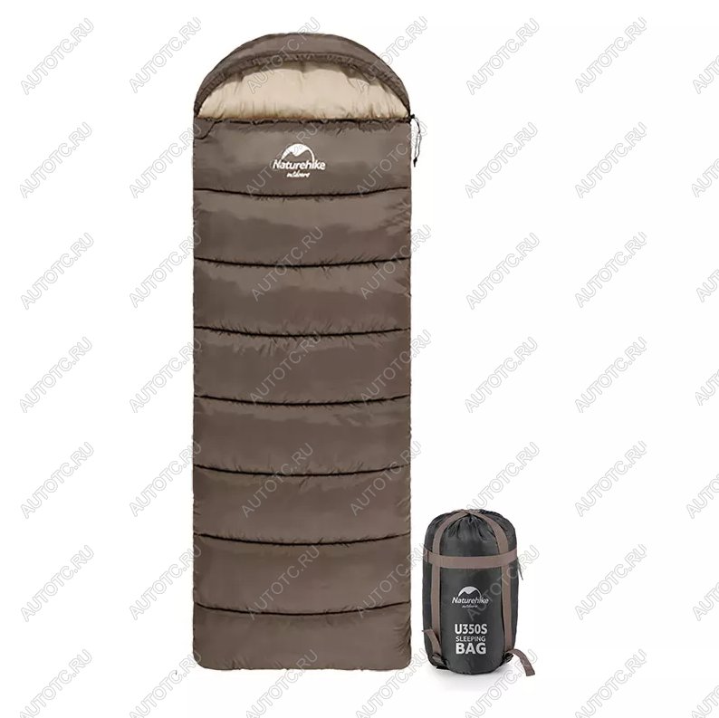 4 559 р. Мешок спальный Naturehike U350, (190х30)х75 см, (правый) (ТК: +1C), коричневый Naturehike nh20msd07-gu350  с доставкой в г. Керчь
