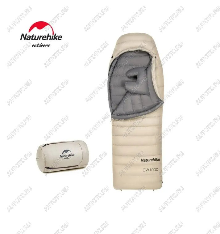 58 109 р. Мешок спальный Naturehike CW1000, 220х80 см, (правый) (ТК: -5C), бежевый Naturehike nh22yd002-kh1000g  с доставкой в г. Керчь