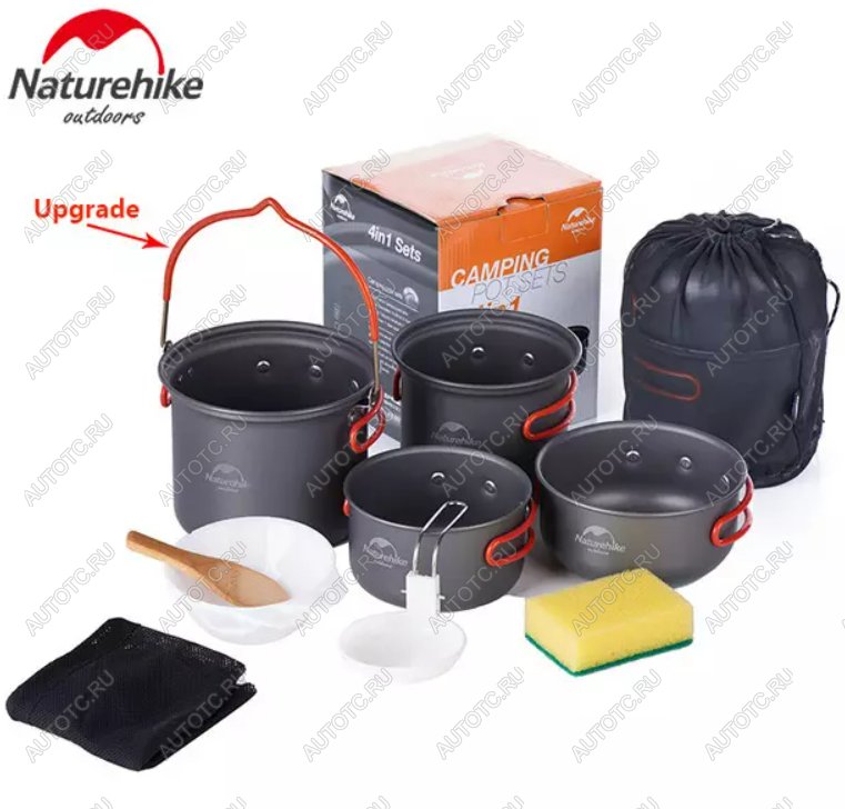 3 289 р. Набор посуды Naturehike туристический 4 в 1 (подвес+3 чашки) Naturehike nh18t018-g-va  с доставкой в г. Керчь