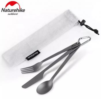 2 809 р. Набор столовых приборов Naturehike (нож, вилка, ложка), титан, в чехле Naturehike nh19t011-d-tic  с доставкой в г. Керчь. Увеличить фотографию 1