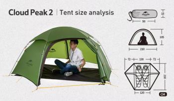23 359 р. Палатка Naturehike Cloud Peak 20D Si 2-местная, алюминиевый каркас, зеленая Naturehike nh17k240-y-dgr  с доставкой в г. Керчь. Увеличить фотографию 4