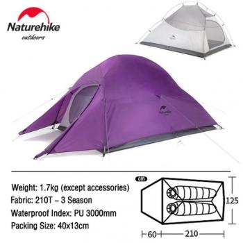 13 299 р. Палатка Naturehike Cloud Up 2-местная, алюминиевый каркас, пурпурный Naturehike nh17t001-t-tpur  с доставкой в г. Керчь. Увеличить фотографию 2