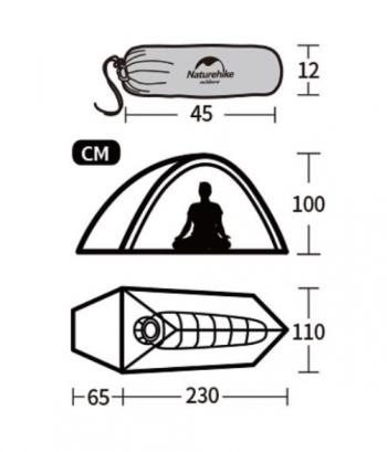 15 289 р. Палатка Naturehike Cloud Up Si 1-местная, алюминиевый каркас, сверхлегкая, синяя Naturehike nh18t010-t-1dnav  с доставкой в г. Керчь. Увеличить фотографию 2