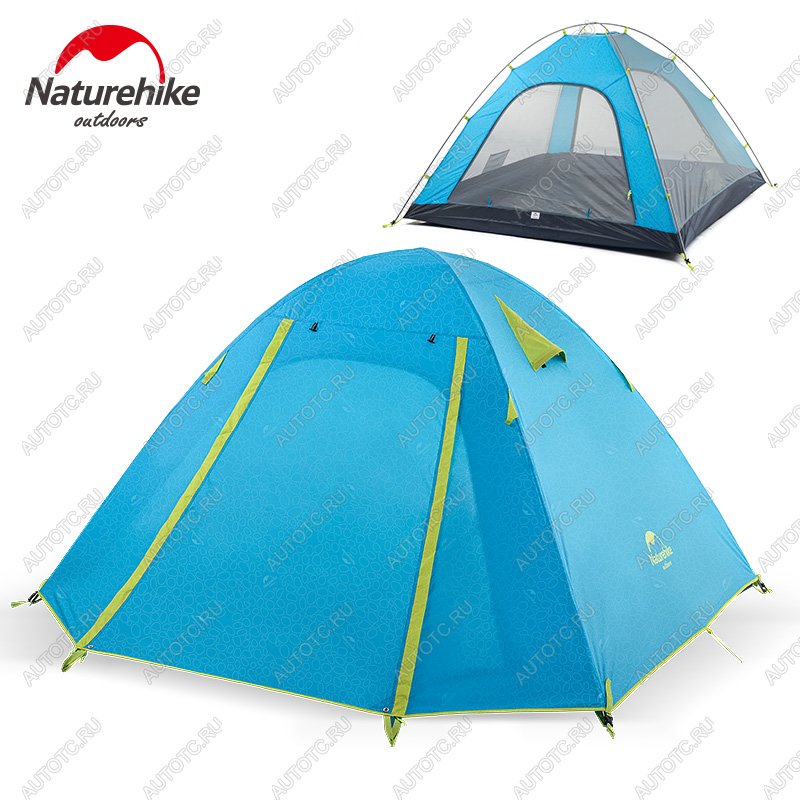 11 989 р. Палатка Naturehike P-Series 4-местная, алюминиевый каркас, голубая Naturehike nh18z044-p-4sbl  с доставкой в г. Керчь