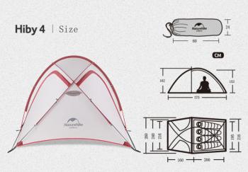 26 969 р. Палатка Naturehike Hiby Si 4-местная, алюминиевый каркас, серо-красный Naturehike nh19zp005-dg  с доставкой в г. Керчь. Увеличить фотографию 6