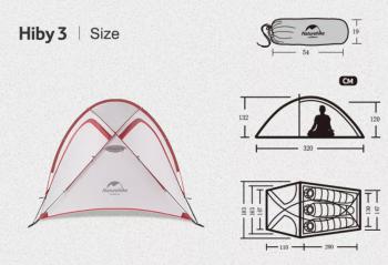 21 599 р. Палатка Naturehike Hiby Si 3-местная, алюминиевый каркас, серо-красная Naturehike nh19zp016-dg  с доставкой в г. Керчь. Увеличить фотографию 6