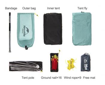 14 609 р. Палатка Naturehike Outdoor 2-местная, алюминиевый каркас, сверхлегкая, голубой Naturehike nh20zp091-2lbl  с доставкой в г. Керчь. Увеличить фотографию 14