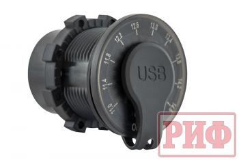 1 699 р. Розетка USB 2 QC 3.0 с вольтметром РИФ rif22-4-01460  с доставкой в г. Керчь. Увеличить фотографию 2