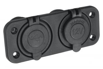 1 249 р. Розетка комбинированная с USB 3,1А на монтажной панели РИФ rif22-4-1009100  с доставкой в г. Керчь. Увеличить фотографию 1