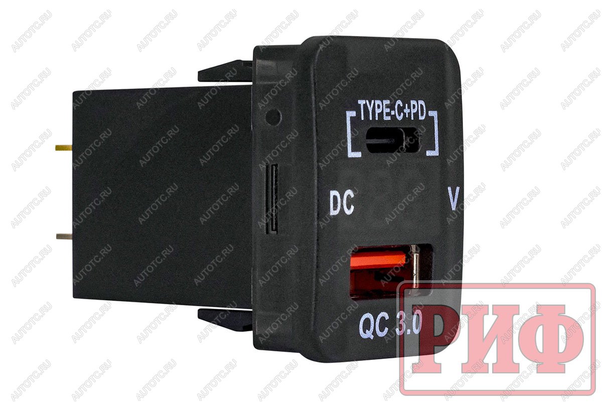 1 779 р. Розетка USB Type C, QC 3.0 с вольтметром для Toyota 32x20 РИФ rif22-4-1013400  с доставкой в г. Керчь