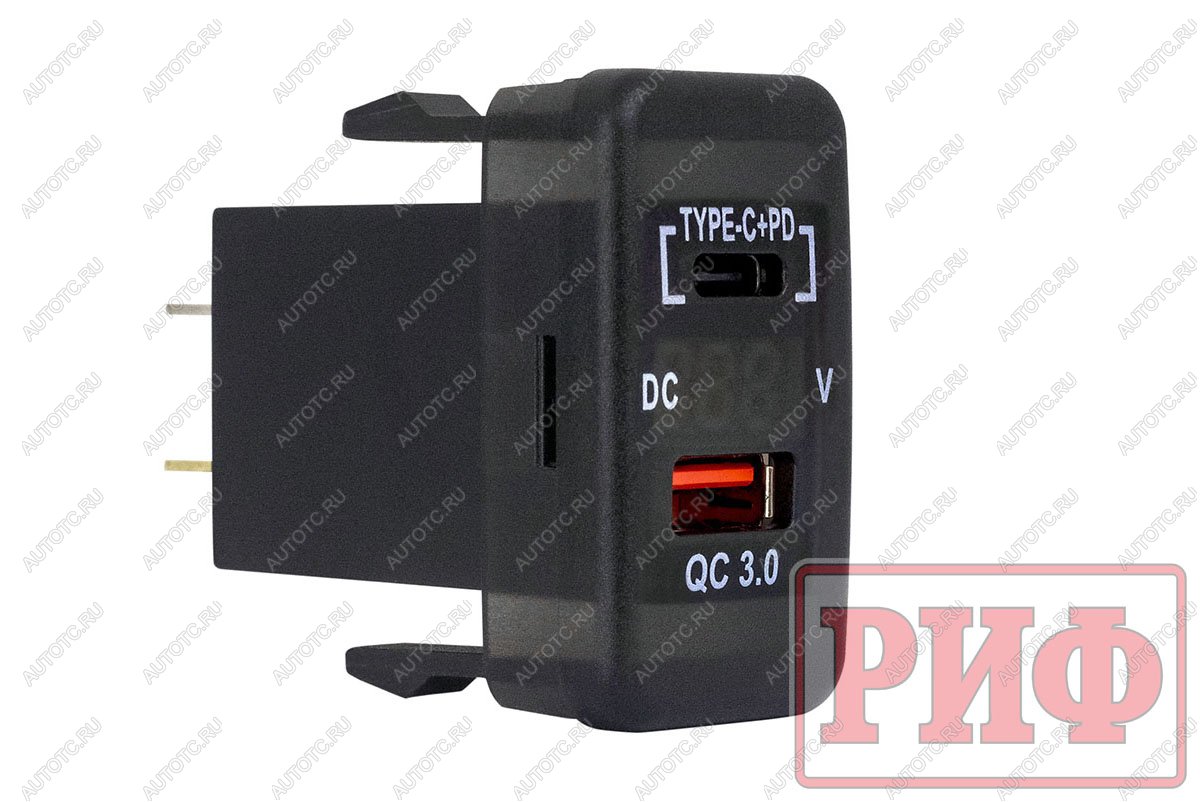 1 849 р. Розетка USB Type C, QC 3.0 с вольтметром для Toyota 40x20 РИФ rif22-4-1013600  с доставкой в г. Керчь