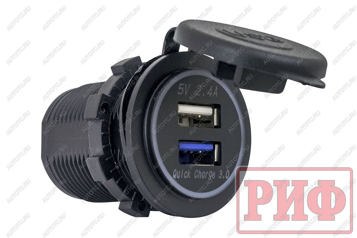 1 949 р. Розетка USB 2.4А, QC 3.0 34x37х54 РИФ rif22-4-1014100  с доставкой в г. Керчь