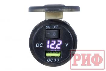 269 р. Розетка USB QC 3.0 с вольтметром, 34x37х54 РИФ rif22-4-1014200  с доставкой в г. Керчь. Увеличить фотографию 3