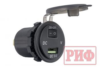 269 р. Розетка USB QC 3.0 с вольтметром, 34x37х54 РИФ rif22-4-1014200  с доставкой в г. Керчь. Увеличить фотографию 1