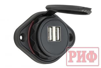 1 249 р. Розетка USB 3,1А накладное крепление, красная подсветка РИФ rif22-4-21450  с доставкой в г. Керчь. Увеличить фотографию 1