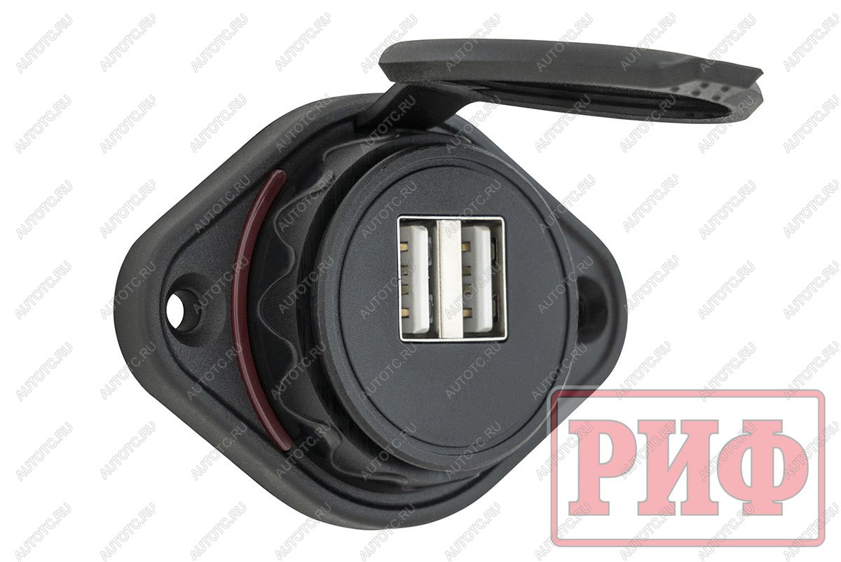 1 249 р. Розетка USB 3,1А накладное крепление, красная подсветка РИФ rif22-4-21450  с доставкой в г. Керчь