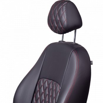 9 449 р. Комплект чехлов для сидений (РЗС 60/40, подлок., 3Г, Илана+Орегон) Lord Autofashion ТУРИН РОМБ  Chery Tiggo 7 PRO (2019-2025) (черный, вставка черная, строчка красная)  с доставкой в г. Керчь. Увеличить фотографию 6