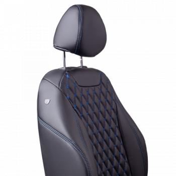 13 399 р. Комплект чехлов для сидений (ЦЗС Орегон) БАЙРОН ст БАЙРОН Lord Autofashion  Лада Нива 4х4  2121 (1977-2019) 3 дв. дорестайлинг (черный, вставка черная, строчка синяя)  с доставкой в г. Керчь. Увеличить фотографию 2