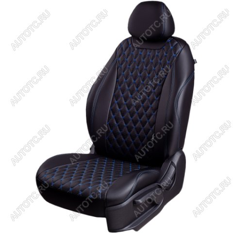 13 399 р. Комплект чехлов для сидений (ЦЗС Орегон) БАЙРОН ст БАЙРОН Lord Autofashion  Лада Нива 4х4  2121 (1977-2019) 3 дв. дорестайлинг (черный, вставка черная, строчка синяя)  с доставкой в г. Керчь