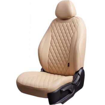 Комплект чехлов для сидений ( ЦЗС 2П+1Г Орегон) БАЙРОН ст БАЙРОН Lord Autofashion Renault Logan  1 (2004-2016) дорестайлинг, рестайлинг (бежевый, вставка бежевая, строчка бежевая)