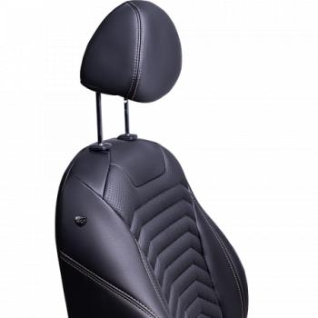 17 399 р. Комплект чехлов для сидений (к.Elegance РЗС 40/60+подлок. 3Г Орегон) БАЙРОН ст ПРЕЗИДЕНТ Lord Autofashion  Skoda Octavia  A7 (2012-2020) дорестайлинг лифтбэк, дорестайлинг универсал, рестайлинг лифтбэк, рестайлинг универсал (черный, вставка черная, строчка бежевая)  с доставкой в г. Керчь. Увеличить фотографию 3