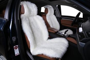 Накидка на сиденье (длинный ворс искусственный мех) Автопилот  (белый)