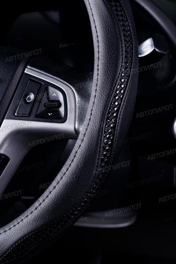 739 р. Оплётка на руль (37-39см BLW-017 кож/зам) Автопилот   (черный)  с доставкой в г. Керчь. Увеличить фотографию 2
