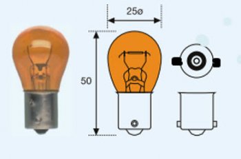 PY21W (S25 12V-21W  BA15s) ЛАМПА УПАКОВКА (10 шт) BLICK ЖЕЛТ BODYPARTS lpy2100-980y-t
