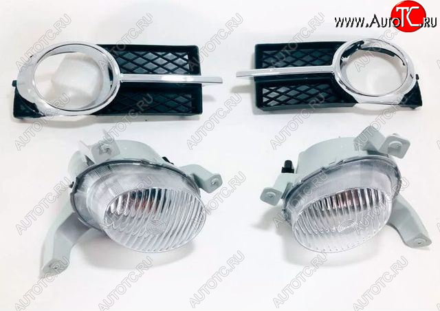 2 869 р. Комплект противотуманных фар (с решеткой бампера, пр-во Китай) BODYPARTS  Chevrolet Aveo  T250 (2006-2011) седан рестайлинг  с доставкой в г. Керчь