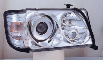 W124 ФАРА Л+П (КОМПЛЕКТ) ТЮНИНГ ЛИНЗОВАН С 2 СВЕТЯЩ ОБОДК , ЛИТОЙ УК.ПОВОР (SONAR) ВНУТРИ ХРОМ SONAR md12493-007h-n