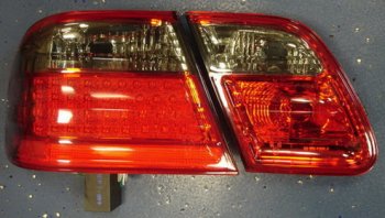 W210 ФОНАРЬ ЗАДН ВНЕШН+ВНУТР Л+П (КОМПЛЕКТ) ТЮНИНГ (СЕДАН) ПРОЗРАЧ С ДИОД ГАБАРИТ , СТОП СИГНАЛ (DEPO) ТОНИР-КРАСН DEPO md21095-761tr-n