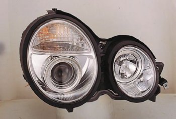 W210 ФАРА Л+П (КОМПЛЕКТ) ТЮНИНГ ДИЗАЙН (Е КЛАСС 2003) ЛИНЗОВАН (SONAR) ВНУТРИ ХРОМ SONAR md21000-005h-n
