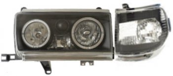 LANDCRUISER ФАРА +УКАЗ.ПОВОРОТА Л+П (КОМПЛЕКТ) ТЮНИНГ ПРОЗРАЧ С 2 СВЕТЯЩ ОБОДК ХРОМ МОЛДИНГ (EAGLE EYES) ВНУТРИ ЧЕРН EAGLE EYES tylan90-011b-n