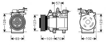 TUCSON {HCC) (Sportage 04-} КОМПРЕССОР КОНДИЦ 2.7 (бензин) (см.каталог) (AVA) AVA hntun04-970