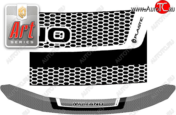2 159 р. Дефлектор капота CA-Plastic  Nissan Murano  3 Z52 (2015-2025) дорестайлинг, рестайлинг (серия ART белая)  с доставкой в г. Керчь