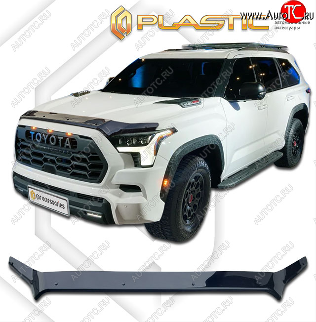 2 899 р. Дефлектор капота CA-Plastic Exclusive Toyota Sequoia XK80 (2022-2025) (classic черный, без надписи)  с доставкой в г. Керчь