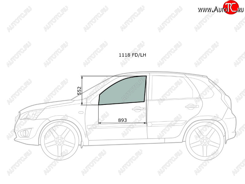 2 349 р. Стекло боковое опускное (Спереди Слева Цвет зеленый) Datsun mi-Do 14-21  on-DO 14-19  LADA Grant XYG 1118 FD/LH  с доставкой в г. Керчь