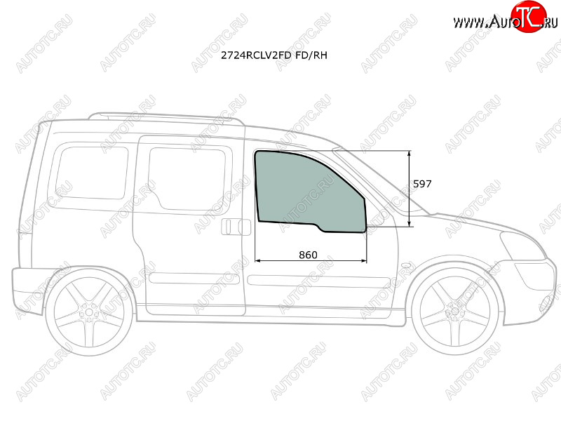2 789 р. Стекло боковое опускное (Спереди Справа Цвет зеленый) Citroen Berlingo 96-12  Peugeot Partner 96- XYG 2724RCLV2FD FD/RH  с доставкой в г. Керчь