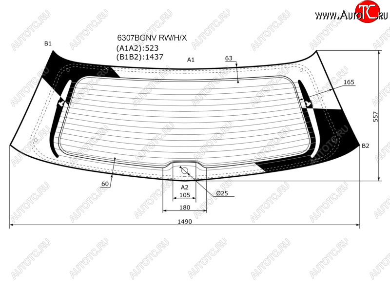 13 899 р. Стекло заднее (Цвет зеленый Обогрев) Opel Zafira 05-14 XYG 6307BGNV RW/H/X  с доставкой в г. Керчь