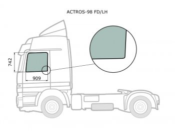 4 199 р. Стекло боковое опускное (Спереди Слева Цвет зеленый) Mercedes-Benz Actros 96-  Sisu 6x2 00- XYG ACTROS-98 FD/LH  с доставкой в г. Керчь. Увеличить фотографию 2
