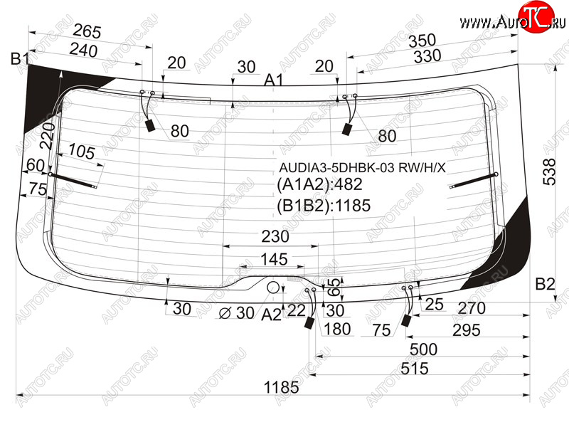 9 749 р. Стекло заднее (Цвет зеленый Обогрев Антенна) Audi A3 03-13  S3 08-12 XYG AUDIA3-5DHBK-03 RW/H/X  с доставкой в г. Керчь