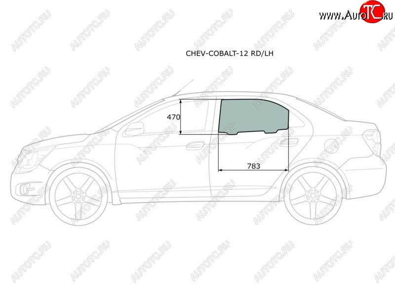 2 599 р. Стекло боковое опускное (Сзади Слева Цвет зеленый) Chevrolet Cobalt 13-  Ravon R4 16-20 XYG CHEV-COBALT-12 RD/LH  с доставкой в г. Керчь