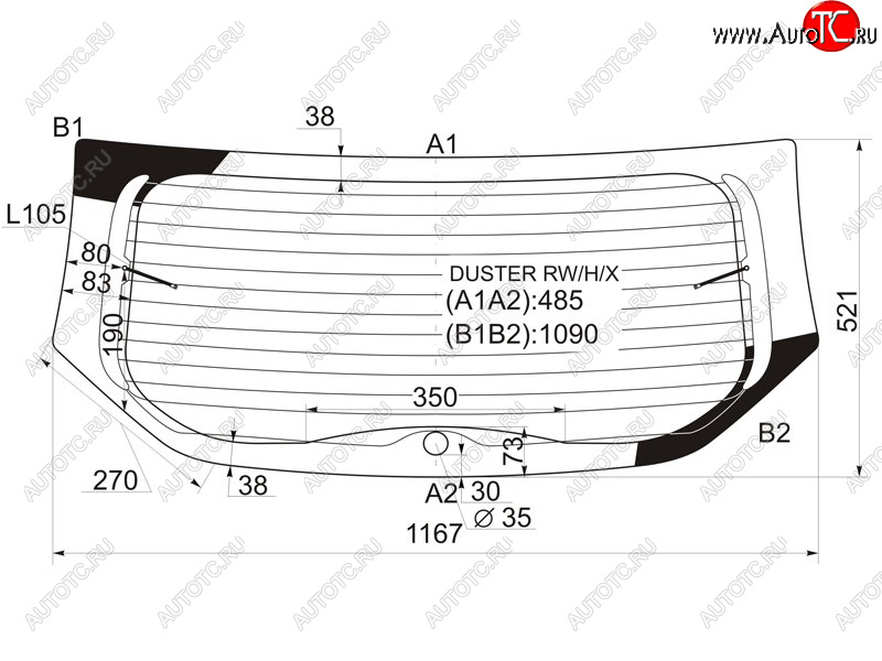 6 899 р. Стекло заднее (Цвет зеленый Обогрев) Renault Duster 10-21  Dacia Duster 10-17 XYG DUSTER RW/H/X  с доставкой в г. Керчь