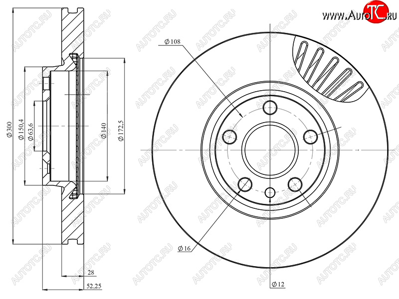 2 999 р. Диск тормозной передний Ø258mm HOSU Ford Mondeo Mk4,DG рестайлинг, универсал (2010-2014)  с доставкой в г. Керчь