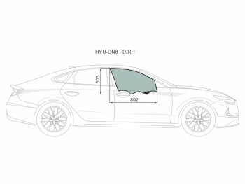 3 699 р. Стекло боковое опускное (Спереди Справа Цвет зеленый Крепления) Hyundai Sonata 19- XYG HYU-DN8 FD/RH  с доставкой в г. Керчь. Увеличить фотографию 2