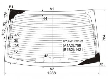 Стекло заднее (Цвет зеленый Обогрев Антенна) Hyundai Sonata 09-14 XYG HYU-YF RW/H/X
